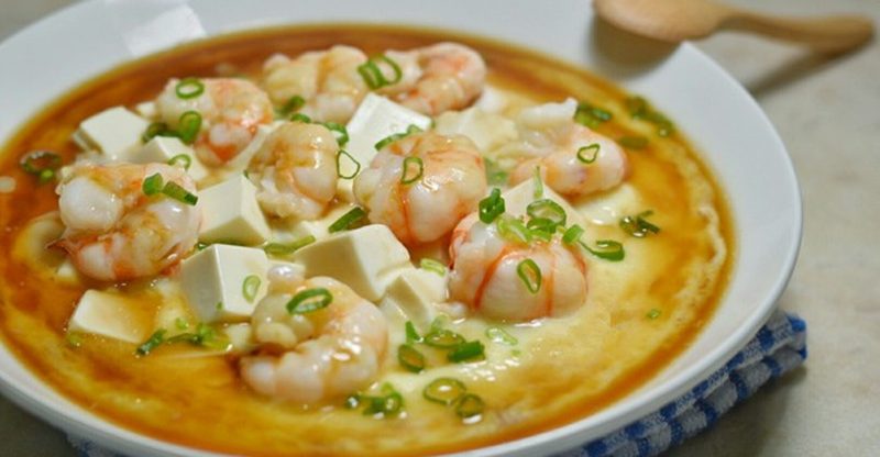 Soft Tofu Recipes: Steamed Egg with Shrimp and Tofu